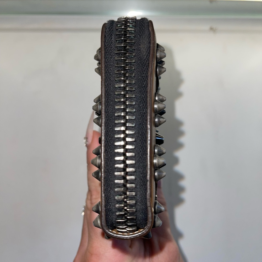 ♥️ Christian Louboutin Panettone Wallet Spikes Loubinthesky Seville Calf Leather - Picture 13 of 14
